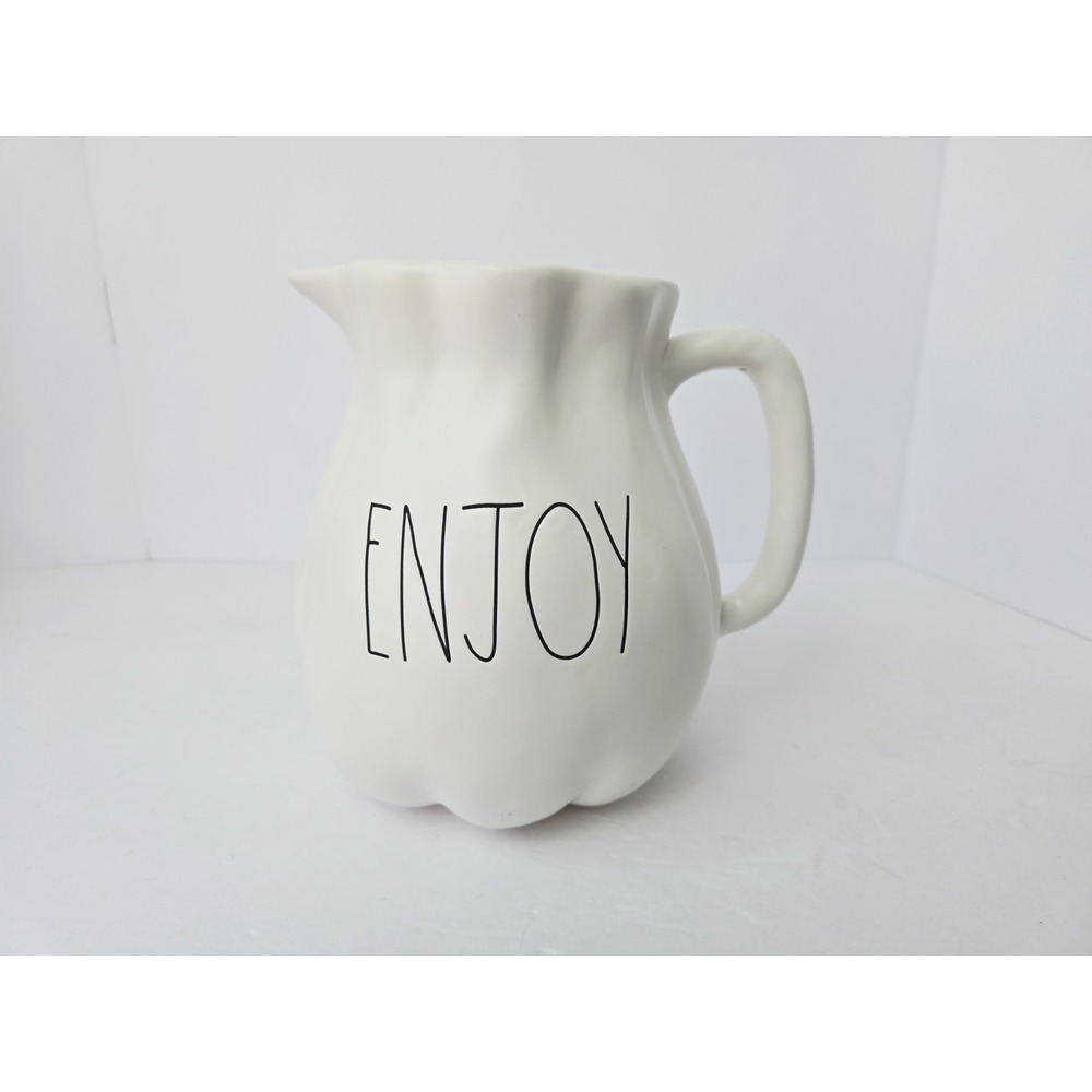 Rae Dunn White Enjoy Pitcher Carafe Jug‎ Lemonade NEW 7 1/2"